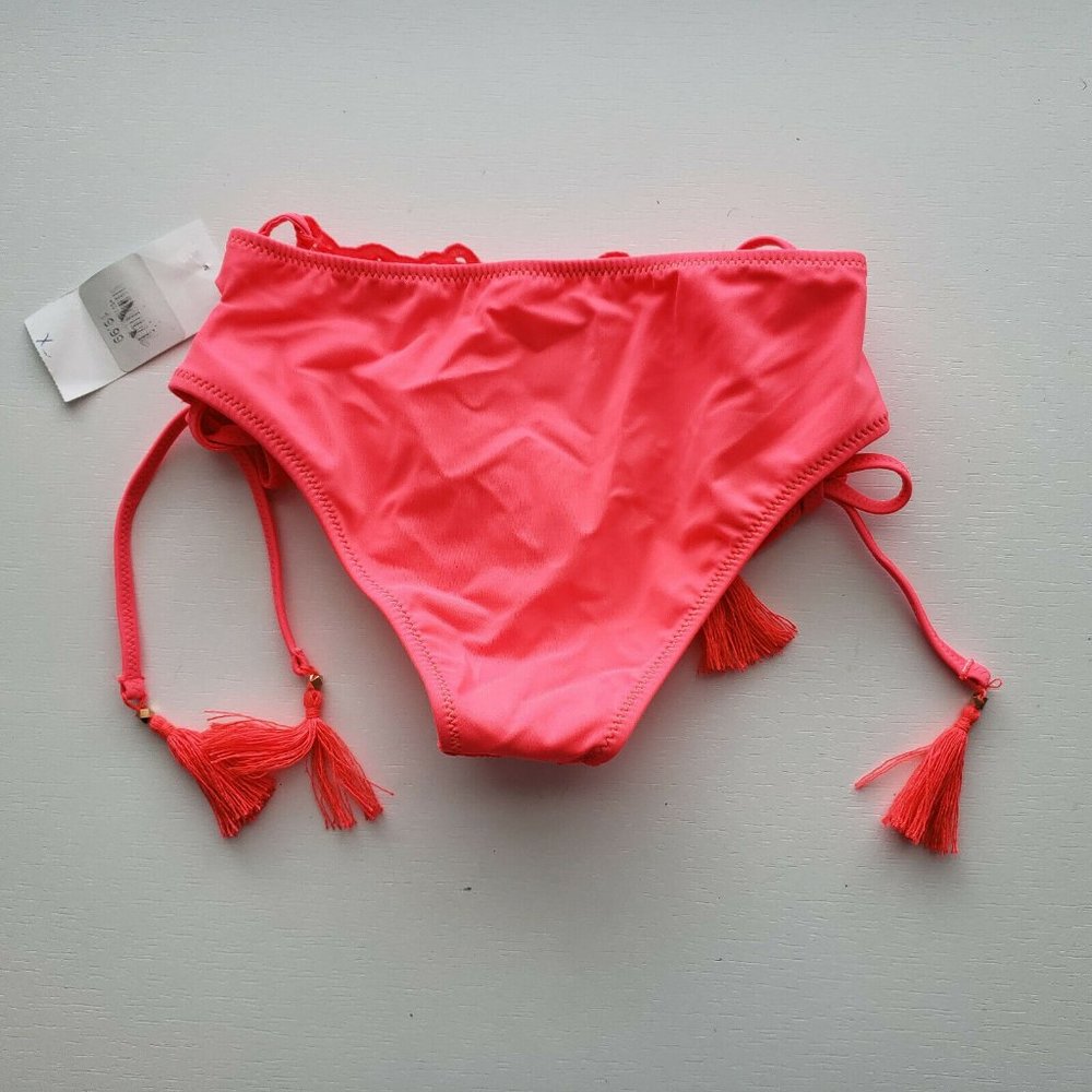 Shade & Shore NWT Pink Eyelet Tassel Bikini Bottom - Picture 2 of 8